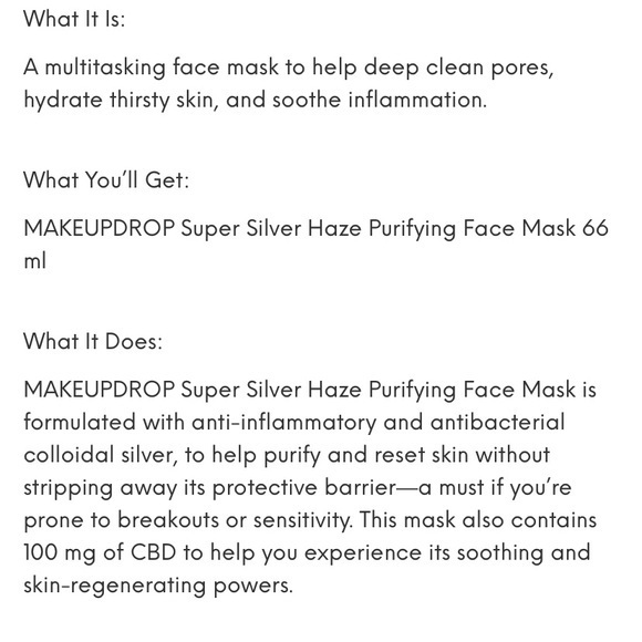 Brand New Never Used Makeupdrop Super Silver Haze Purifying Face Mask 2.23 fl Oz - Picture 2 of 6